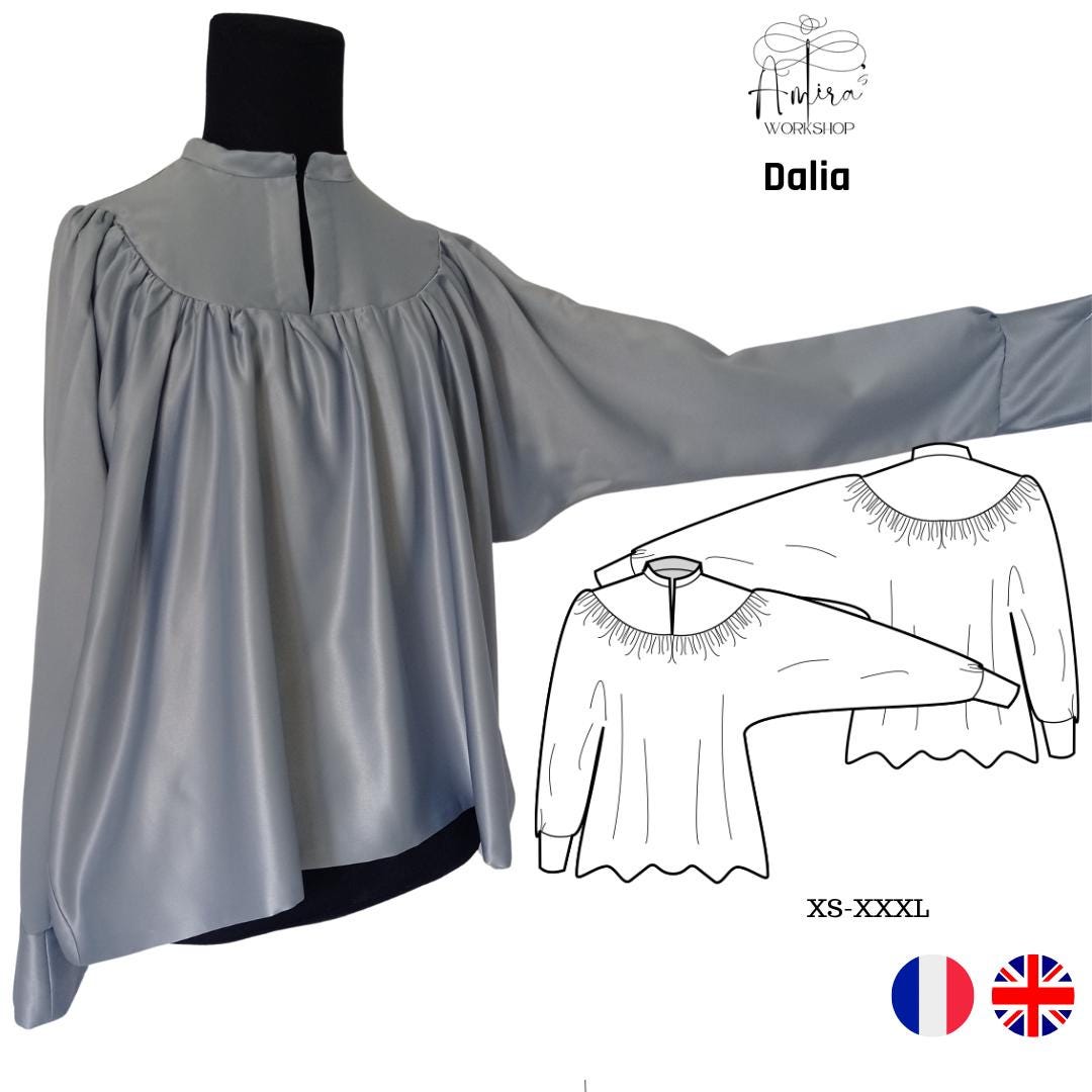 Buy Blouse Sewing Pattern Dalia - PDF Pattern (A4, A0 and US LETTER ...