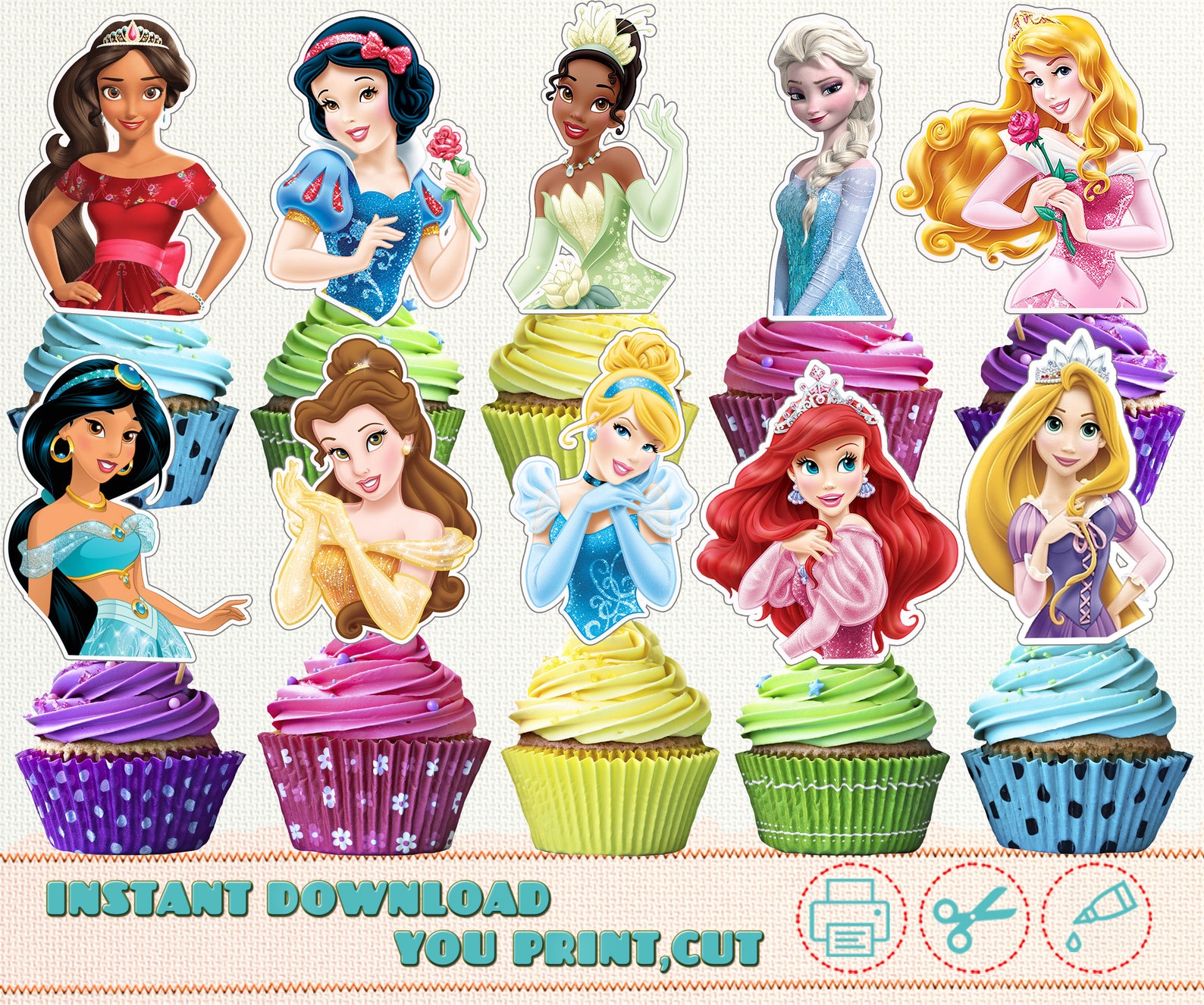 Вафельная картинка принцессы диснея топперы