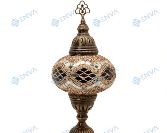 Turkish Lamp - Turkish Moroccan Mosaic Lamp Light - Handmade Glass Mosaic Table Lamp - Bedside Lamp - Free Bulb & Delivery