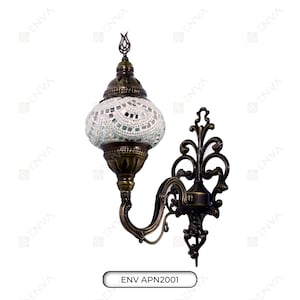 6 Style - Applique murale turque - Applique murale turque marocaine en mosaïque faite main - Ampoule LED gratuite