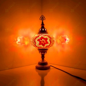 Turkish Lamp - Turkish Mosaic Table Bedside Lamp - Free LED Bulb