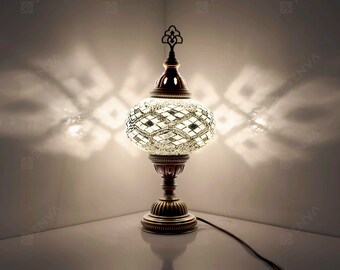 Turkish Lamp - Turkish Mosaic Table Bedside Lamp - Free LED Bulb