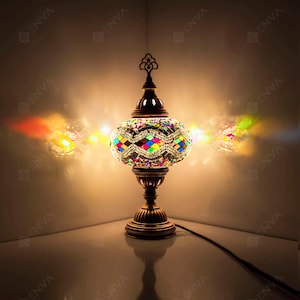Turkish Lamp - Turkish Mosaic Table Bedside Lamp - Free LED Bulb