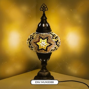 8 Style and Colour Turkish Mosaic Lamp - Handmade Turkish Moroccan Mosaic Table Desk Bedside Lamp - Free LED Bulb - Free Shipping & Delivery
