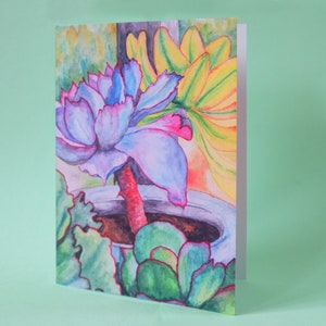 CARTES DE VOEUX - Pack de 3 - Mountain Succulent A6 - Peinture à l'aquarelle - Anniversaire, Célébration, Fleur, Cactus, Cartes de notes