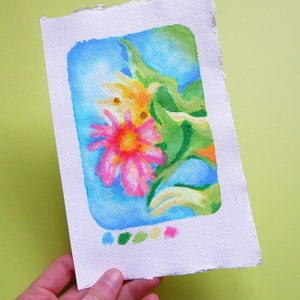 ARTE ORIGINAL - Flores caprichosas - Desenho em pastel a óleo e caneta pincel - decoração de parede, parede de galeria, flores, verão, colorido