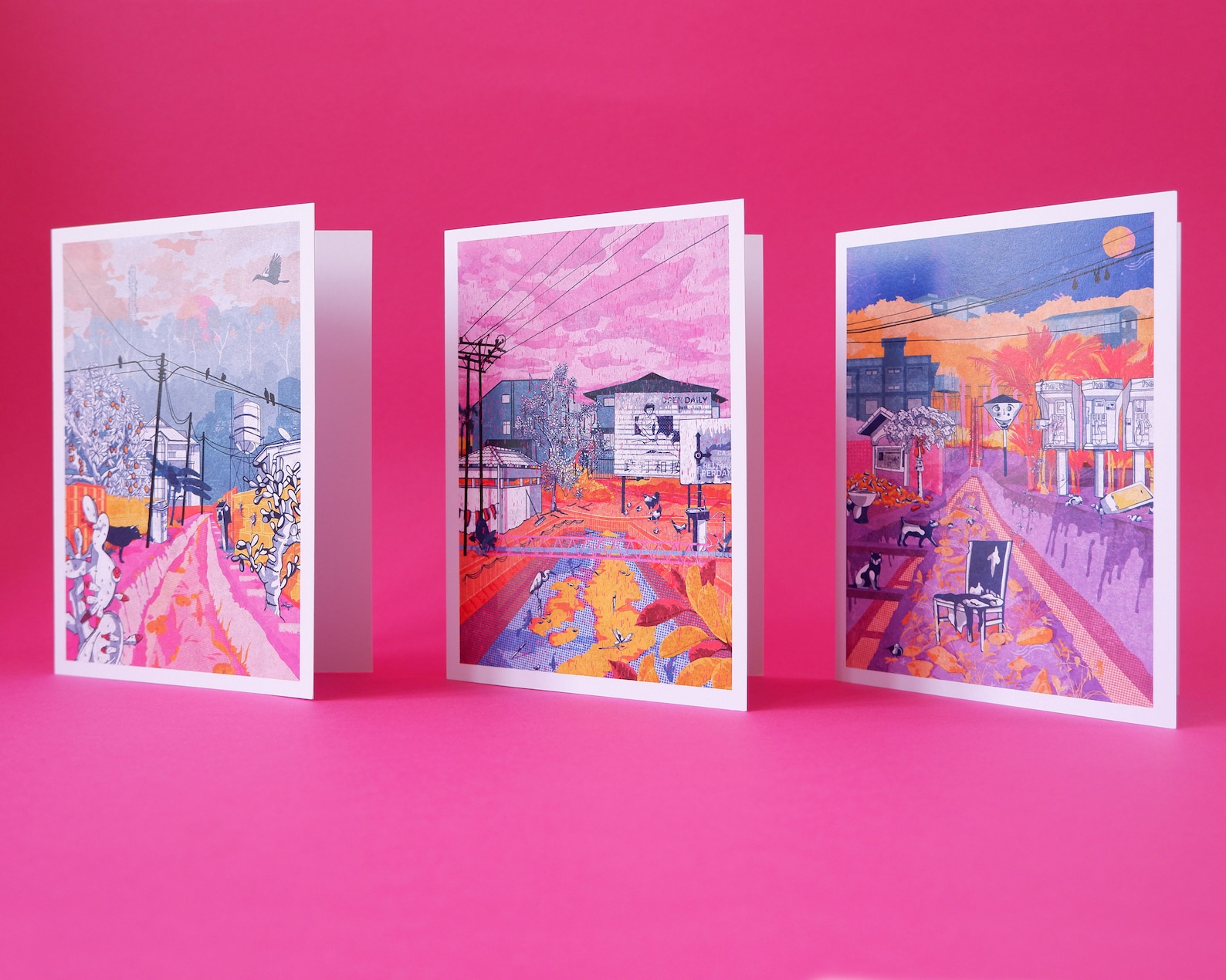 GREETINGS CARDS Pack of 3 Malaysian Landscapes A6 Hand Drawn/ Digital