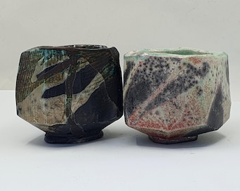 Teabowl pair (meoto), kurinuki, raku firing