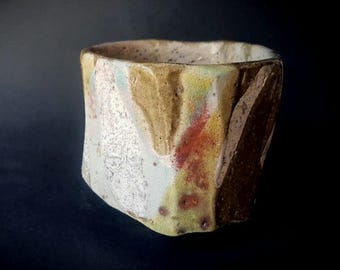Teabowl yunomi, kurinuki, raku firing.