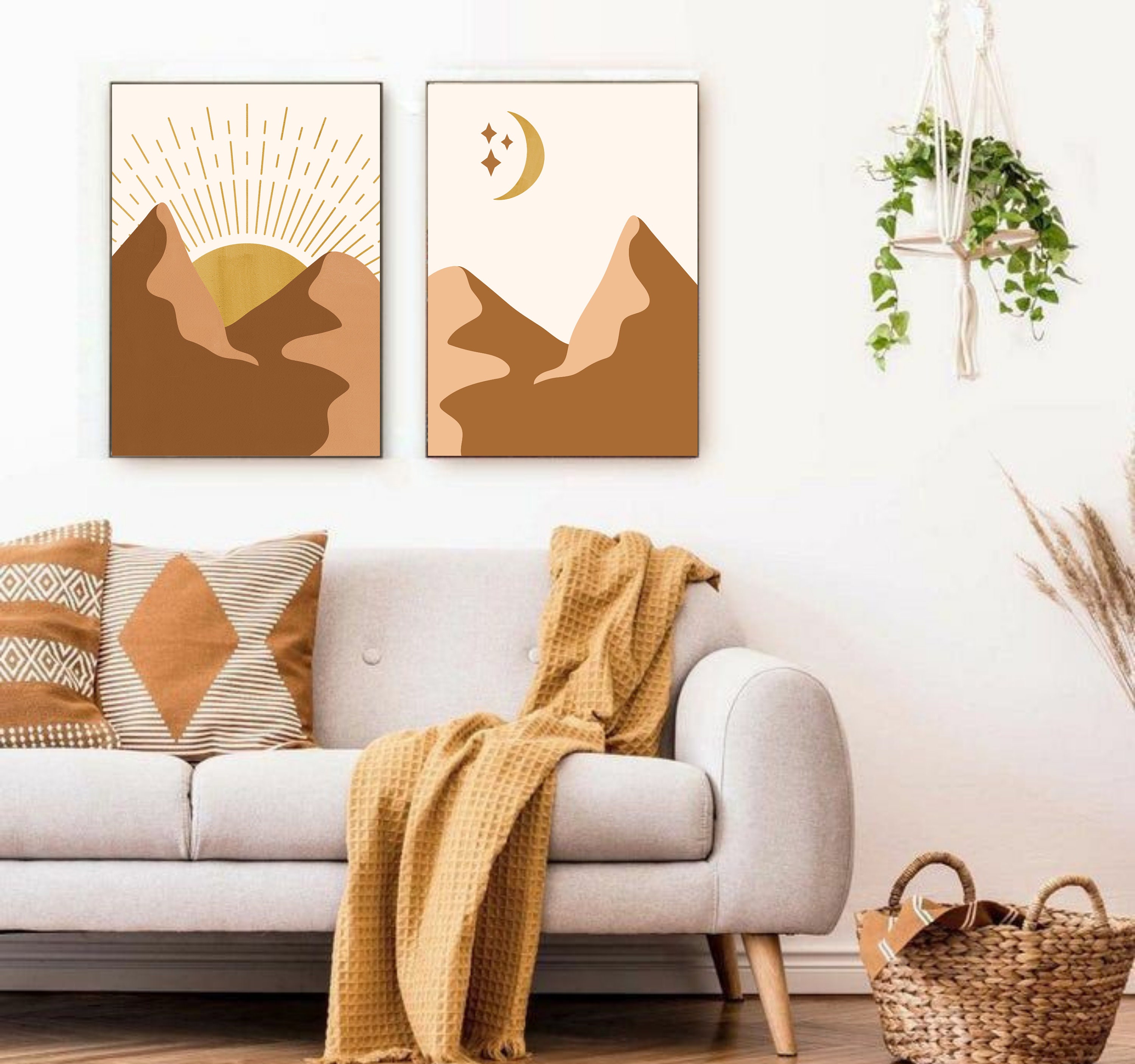 Neutral wall decor Printable wall art Mid century modern | Etsy