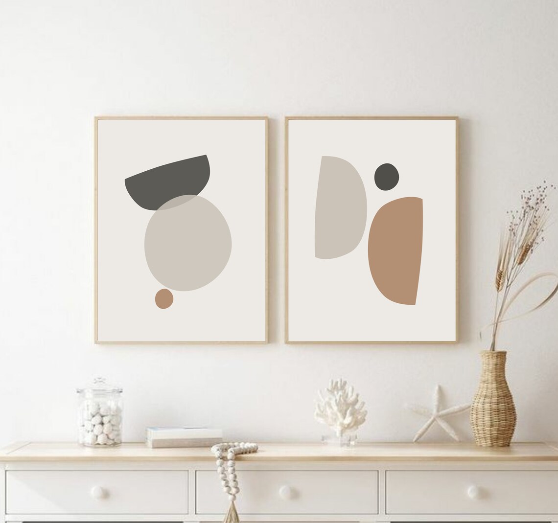 Abstract Wall Art Set of 2 Print Modern Bedroom Wall Art Etsy