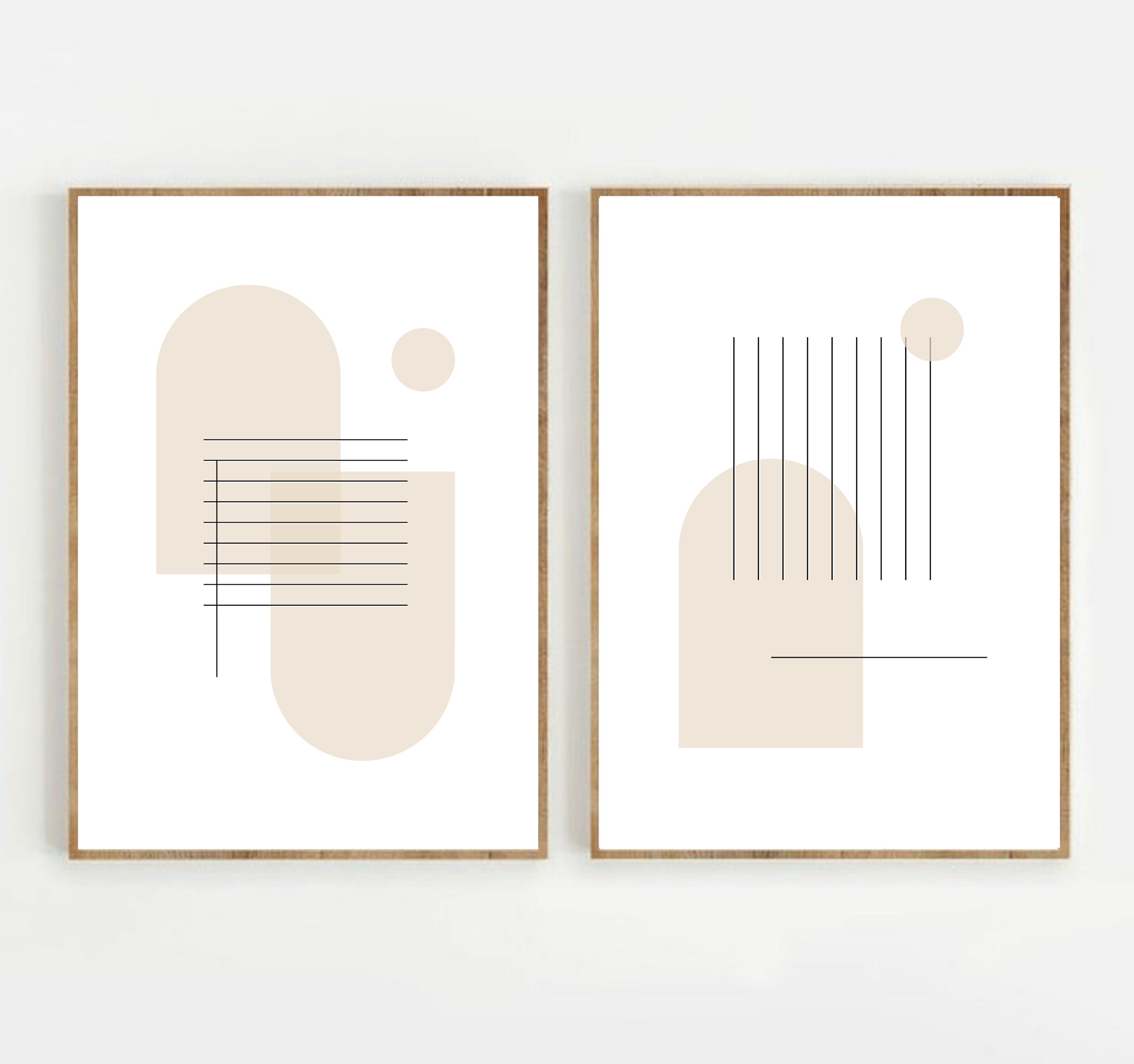 Beige prints Minimalist print Abstract art decor Set of 2 Etsy