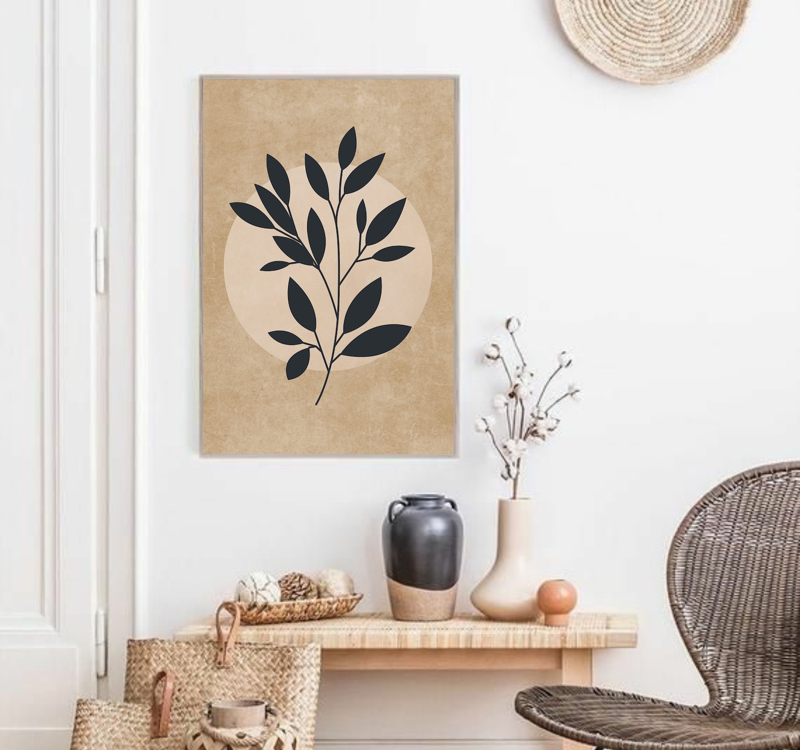 Neutral wall decor Boho wall art Instant Download Leaf Art