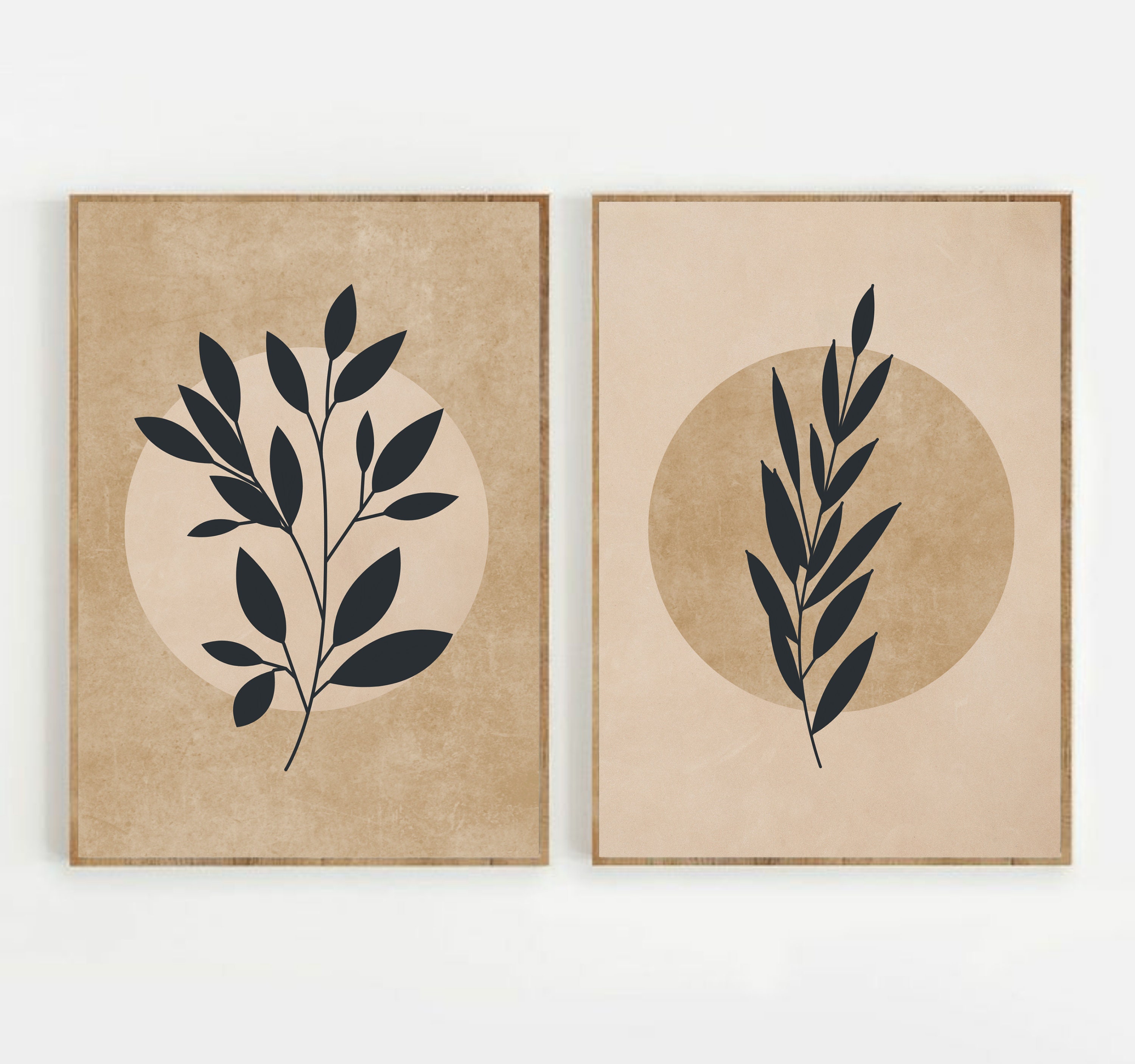 Neutral wall decor Boho wall art Instant Download Leaf Art Etsy