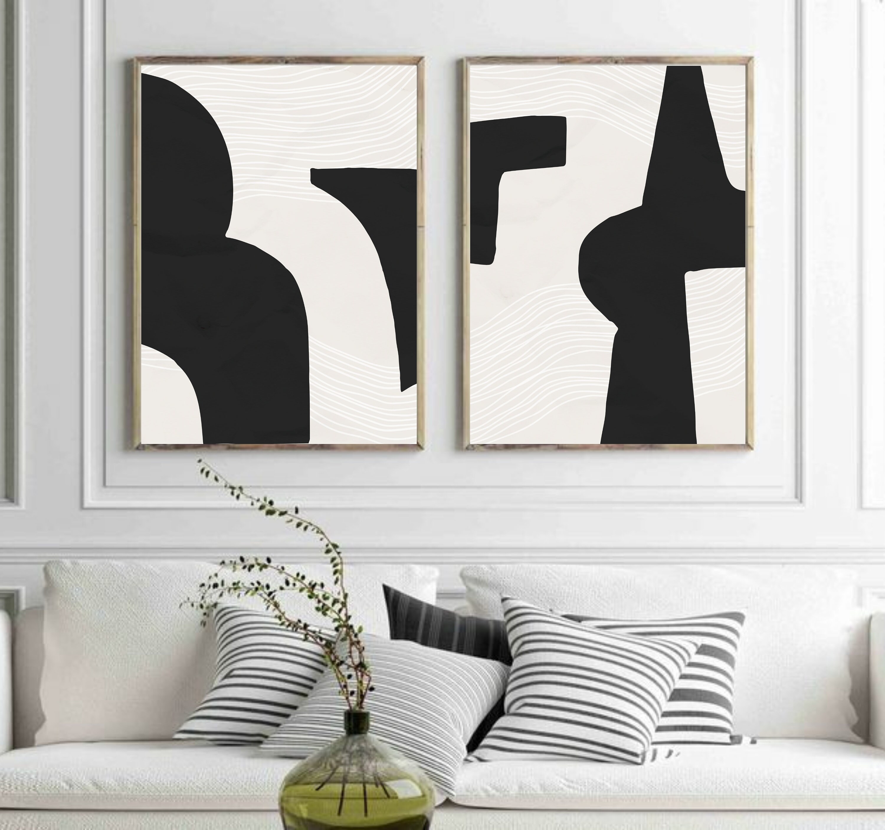 Neutral wall decor Contemporary art prints Mid century Etsy