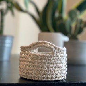 Small Storage Basket with handles | Crochet Basket | Handmade | Basket | Home Decor | Shelf Storage