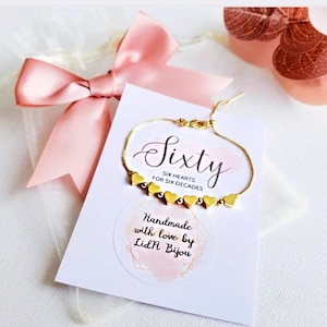20th/30th/40th/50th/60th/70th Birthday Heart Bracelet Gifts, 50th Silver/Gold Bracelet Birthday Jewelry Gift For Women Her Friends Mum image 2