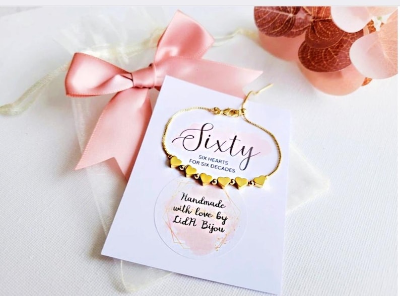 20th/30th/40th/50th/60th/70th Birthday Heart Bracelet Gifts, 50th Silver/Gold Bracelet Birthday Jewelry Gift For Women Her Friends Mum image 2