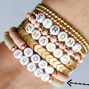 Personalized Name Custom Beaded Bracelet/ Beaded Bracelet/ Rose Gold Accent