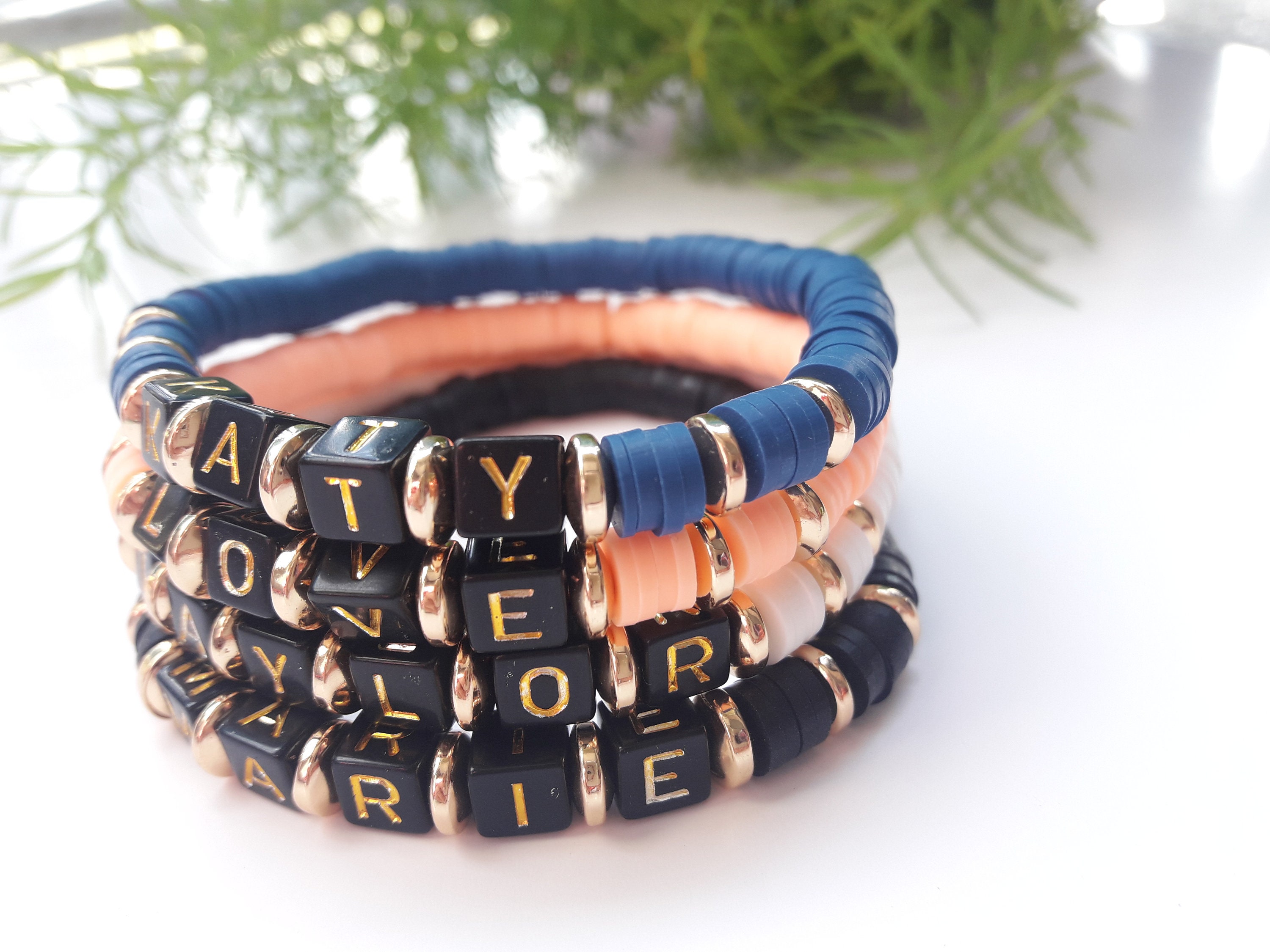 Beaded Name Custom Bracelet Name Bracelets Personalized Etsy