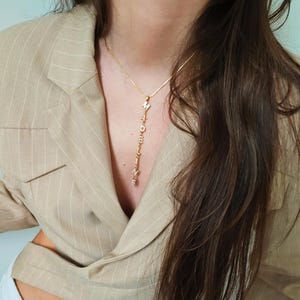 Dainty Drop Name Necklace, Personalised Name Lariat Necklace For Women, Custom Name Gold Y Necklace, Birthday Gift For Her, Christmas Gift