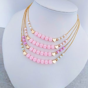 Kids Custom Name Necklace, Pastel Letter Name Necklace, Kids Birthday Gift, Gift for Little Girls, Gift for Toddler