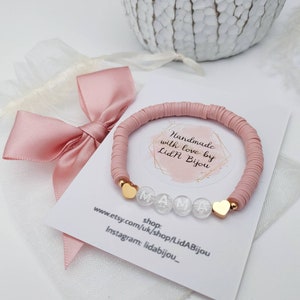 Clear Letter Personalized Name Bead Bracelet, Personalized Gifts For Her, Gold/Rose Gold/Silver Heart image 3