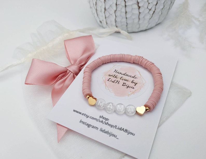 Clear Letter Personalized Name Bead Bracelet, Personalized Gifts For Her, Gold/Rose Gold/Silver Heart image 3