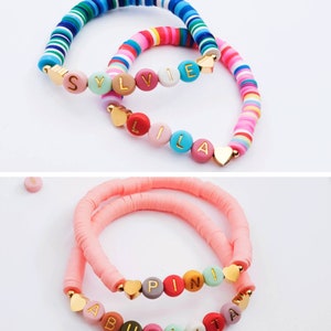 Full Of Colour Name Bracelet, Custom Bead Bracelet, Heishi Bracelet, Custom Gifts zdjęcie 4
