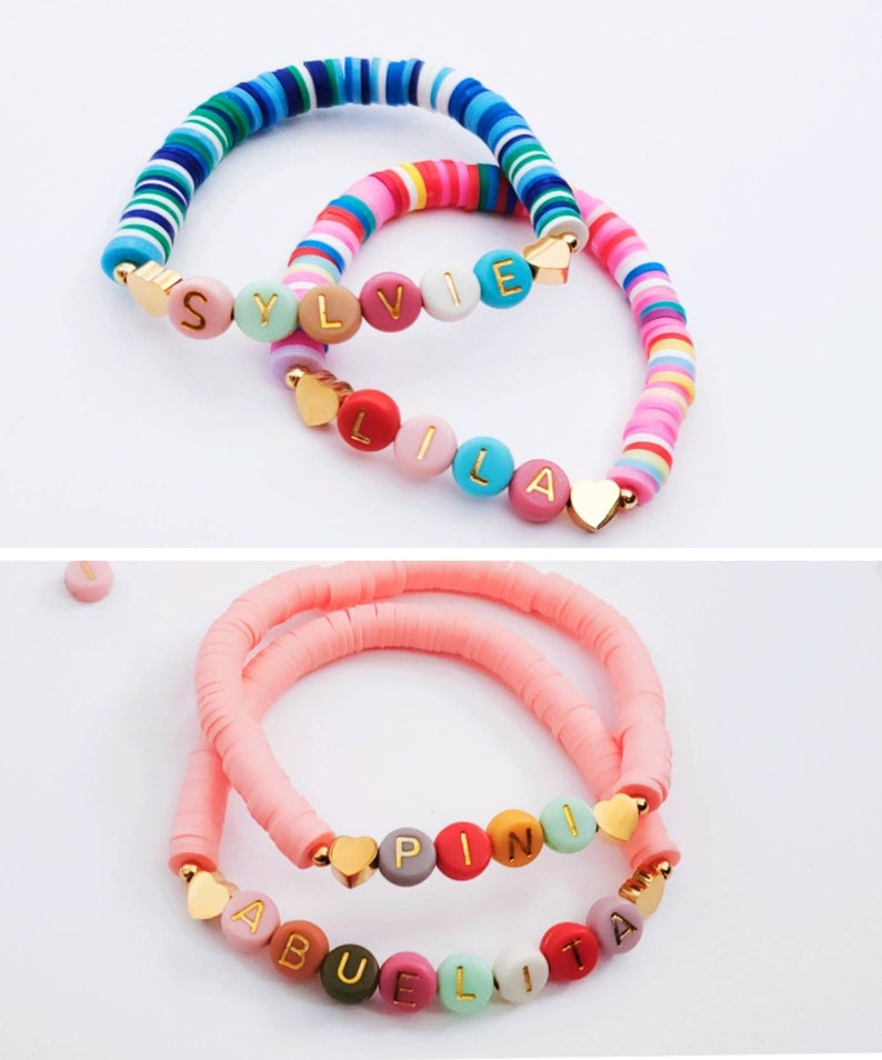 Full Of Colour Name Bracelet, Custom Bead Bracelet, Heishi Bracelet, Custom Gifts image 4