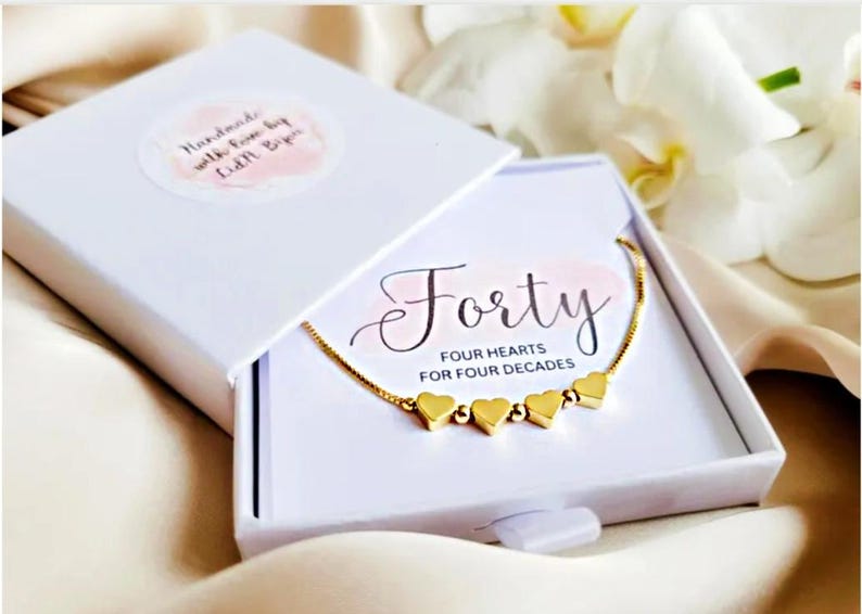 20th/30th/40th/50th/60th/70th Birthday Heart Bracelet Gifts, 50th Silver/Gold Bracelet Birthday Jewelry Gift For Women Her Friends Mum image 3