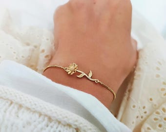 Geburtsblume Geburtstags-Armband Geschenk, Geburtsblume Goldarmband, Geburtstagsgeschenk für sie, Geschenke für Freunde, Schwester, personalisierte Geschenke