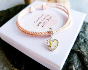 13th/16th/18th/20th/30th/40th/50th Sterling Silver Heart Birthday Bracelet Gifts, Women's Bracelet Jewelry Birthday Gift For Her Mom