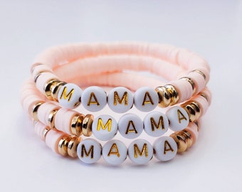 Custom Name Bead Bracelet, Heishi Bracelet, Beaded Bracelet, Personalized Name Custom Bracelet, Friendship Bracelets, Gift For Mom