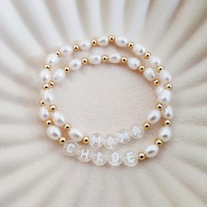 Personalised Pearl Bracelet, Custom Name Bracelet, Name Pearls Bracelet For Women, Customised Bracelet
