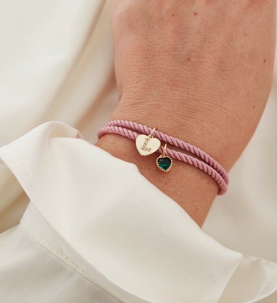 Birthstone Bracelet Heart Bracelets For Her Birthstone Initial