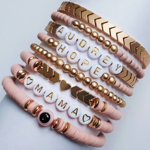 Heishi Bead Bracelet/Heishi Bracelet/Name Custom Bead Bracelet/ Stacking Bracelet