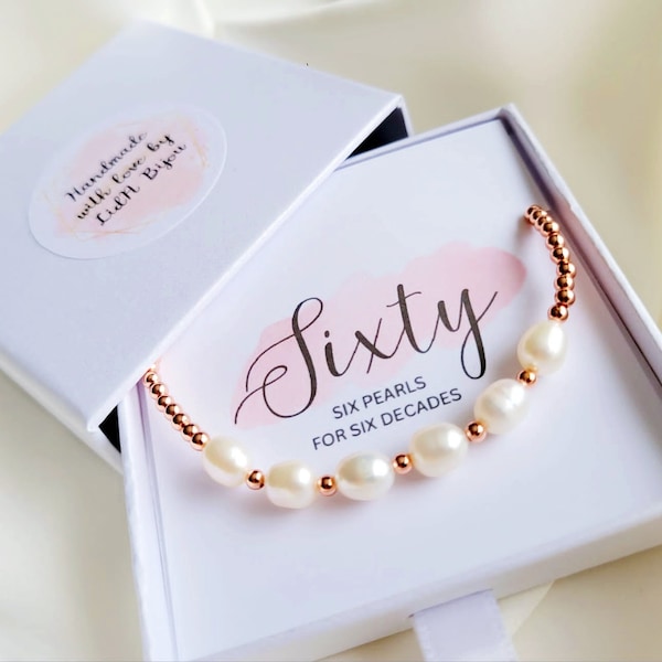 20th/30th/40th/50th/60th/70th Birthday Pearls Bracelet, Natural Pearls Gold Plated Bracelet Birthday Gifts For Mom Sister Friend Auntie