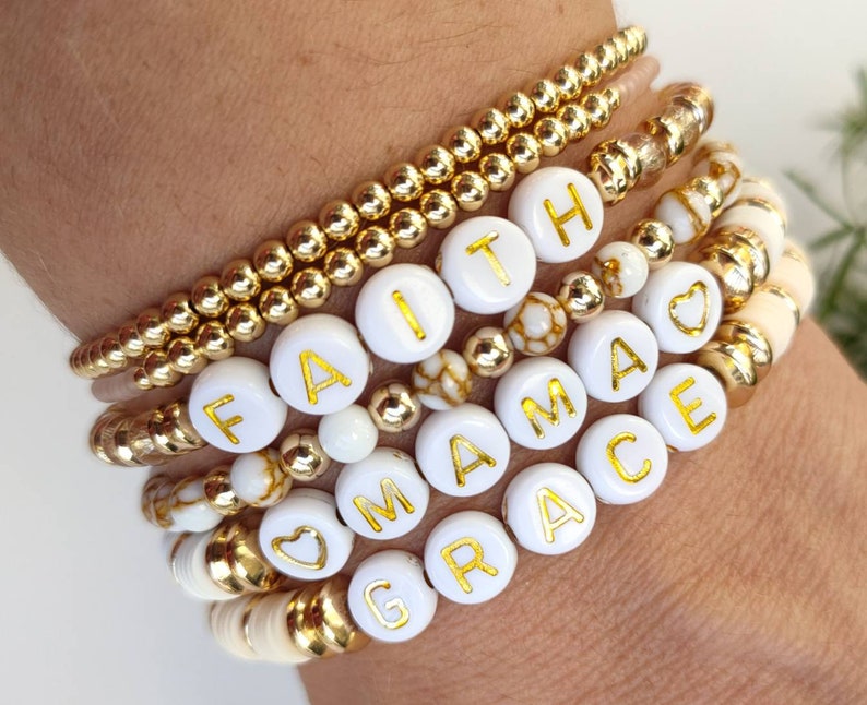 Personalised Name Bead Bracelet Beaded Bracelet Beaded Name Etsy UK