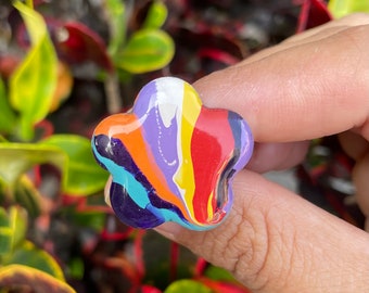 Candy flower ring, hand painted and adjustable ring