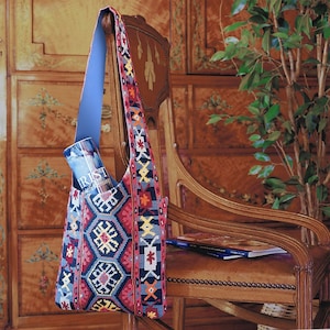 Tapestry Needlepoint Kit - Bergama Shoulder Bag - Premium Tapestry Bag Kit - Glorafilia - Kelim design