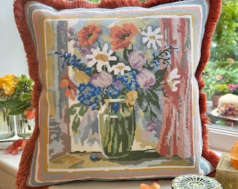 Tapestry Needlepoint Kit – Pink Daisies - Premium Tapestry Kit