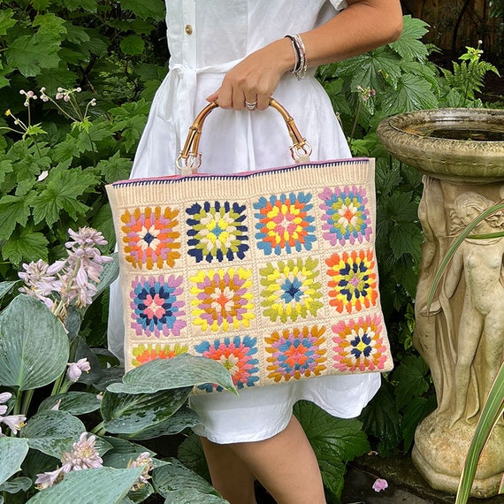 Needlepoint Tapestry Bag Kit Granny Squares Bag 