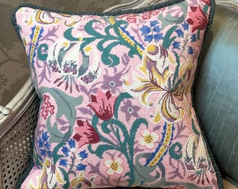 Tapestry Needlepoint Kit - William Morris Lily Rose Pink - premium tapestry kit cushion front - arts and crafts