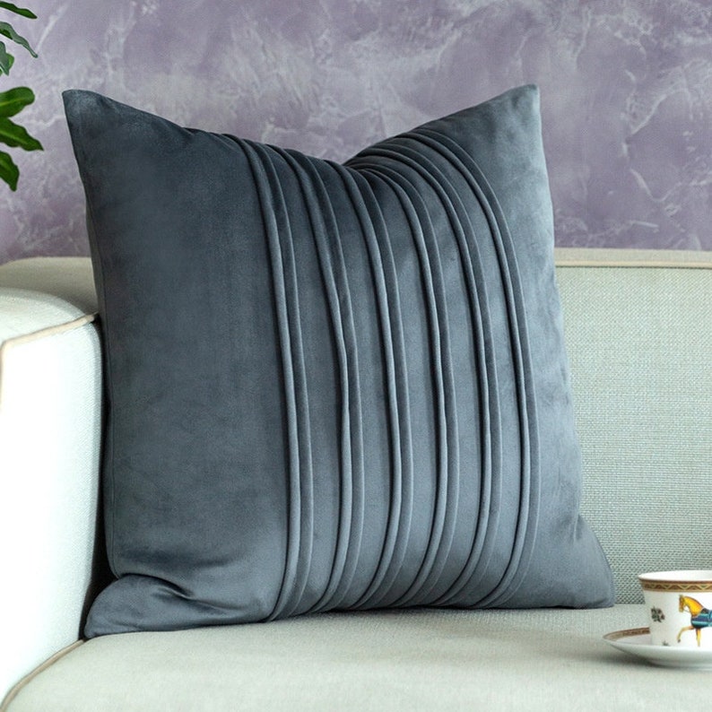 Gray Velvet Pillow Cover Luxury Velvet Pillow Cover Modern Etsy