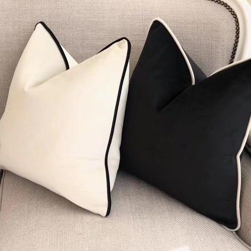 Black & White Velvet Pillow Cover Velvet Pillow Case Etsy