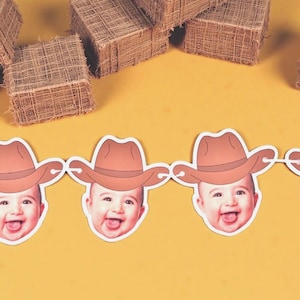 custom face | Cardstock Banner | 5 Foot Long | photo head Banner | Party Banner | Cowboy | Holy Cow Theme | Cowboy Theme | Cowboy birthday