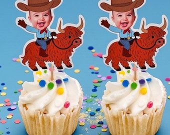 Cowboy Cupcake Topper | Western-Geburtstags-Party-Deko | Mein erstes Rodeo Geburtstagsparty Zubehör | Cowboy 1 Geburtstag | Westernparty