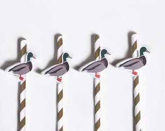 Duck Theme Straws | One Lucky Duck Party Straws | Party supplies and decorations | Duck theme | Mallard Duck | Duck Hunting Theme |