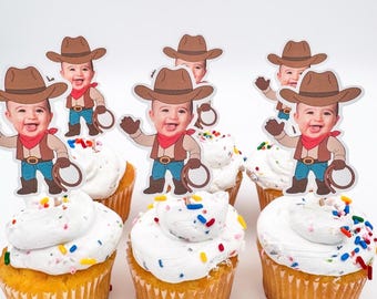 Cowboy Cupcake Topper | Western-Geburtstags-Party-Deko | Mein erstes Rodeo Geburtstagsparty Zubehör | Cowboy 1 Geburtstag | Westernparty